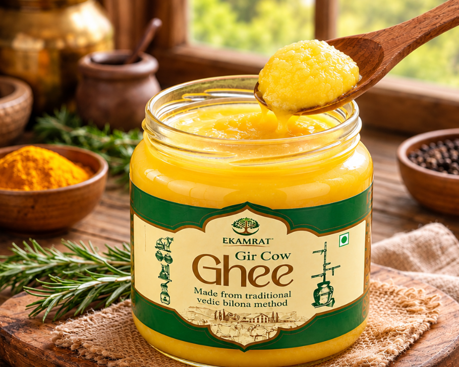 Traditional ghee making in an Indian village kitchen